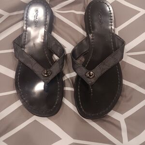 Coach Shelly Black Leather Women's Sandals Size 6B